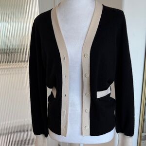 Kate Spade Black and Cream 100% Cashmere Cardigan